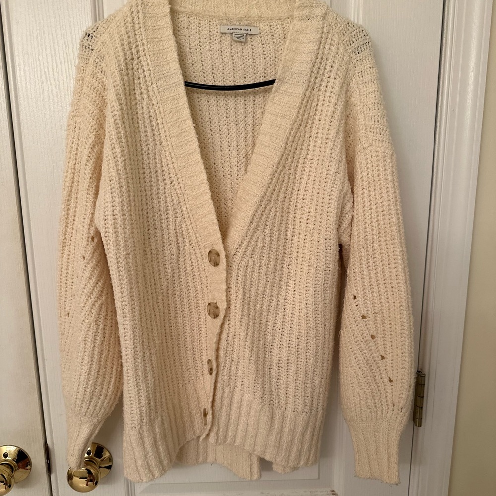 Aerie button up cream cardigan size XS